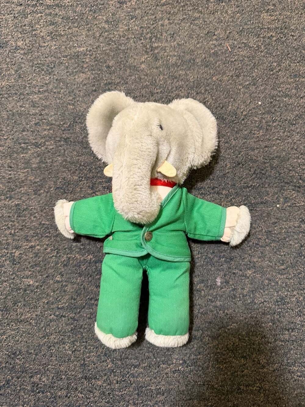 Vintage Nelvana Babar The Elephant 8" Plush Stuffed Animal in Green Suit